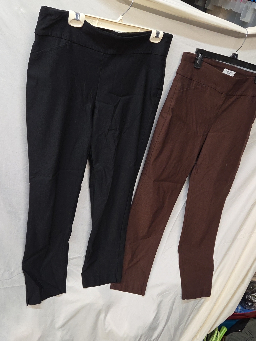 2 Pair Charter Club Pull-On Skinny Pants in Black and Brown 14